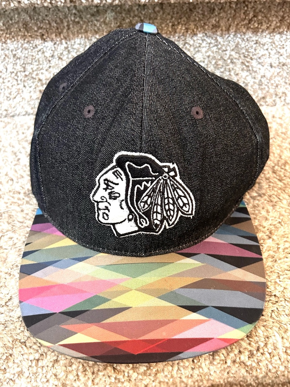 American Needle NHL Chicago Blackhawks Geometric Rainbow Adjustable Hat. EUC